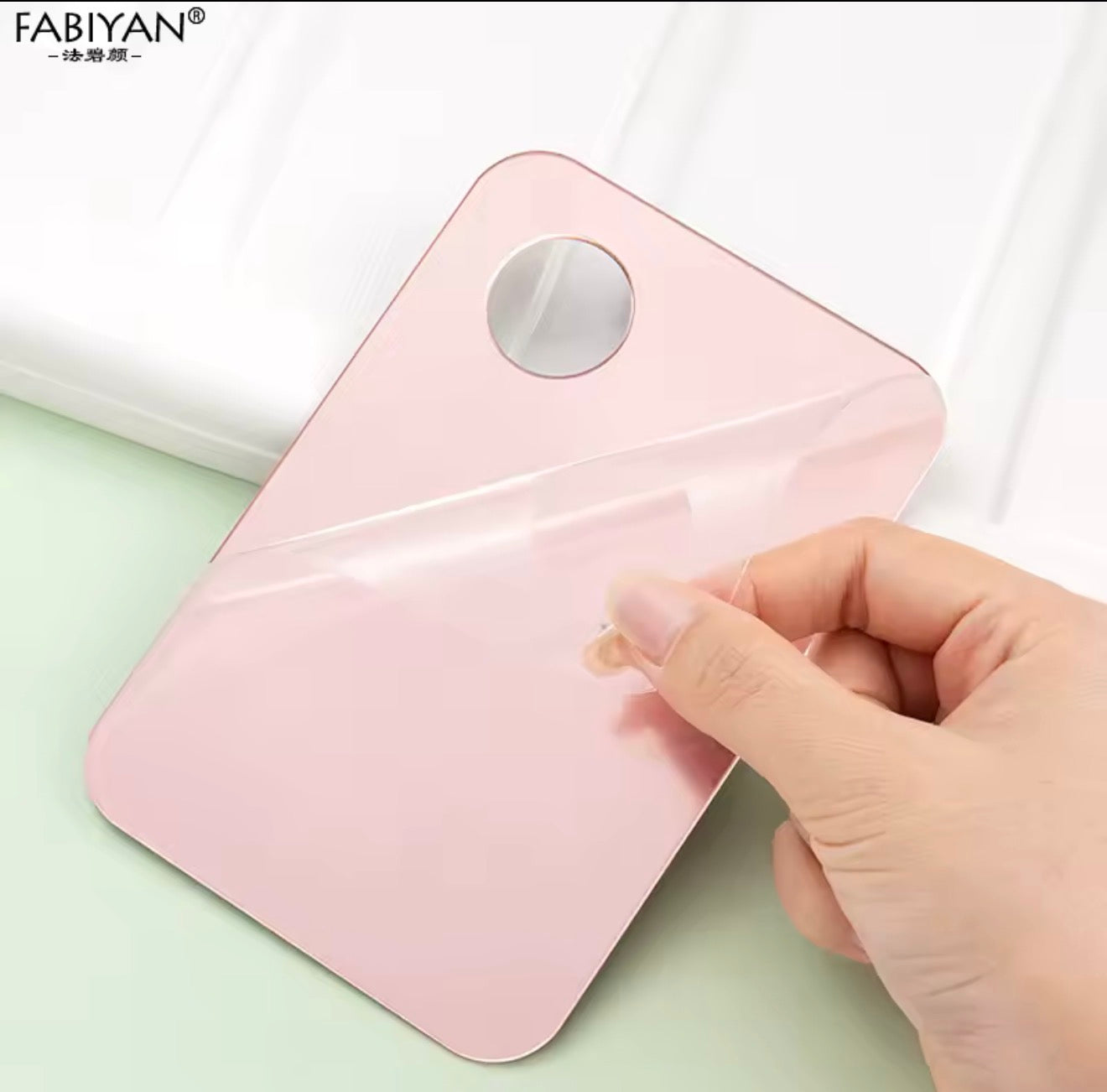 Paleta mezcladora acrílico rosado