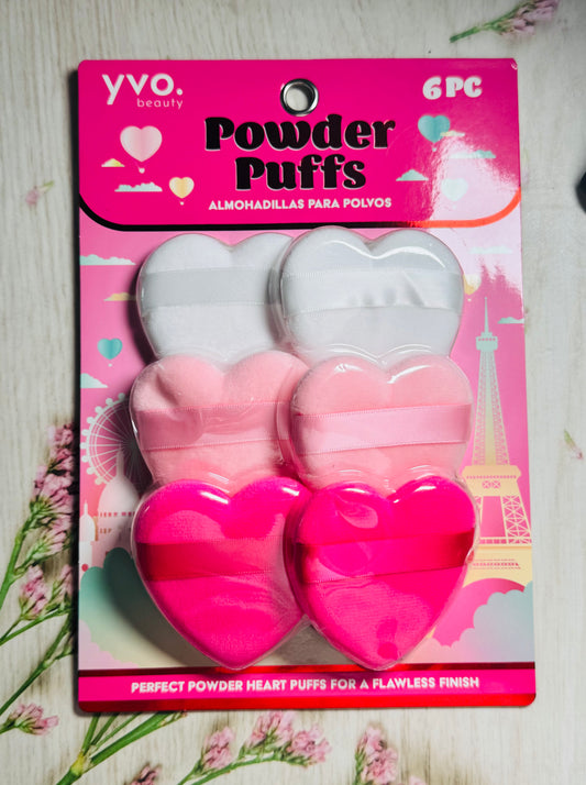 Set de borlas para polvo en forma de corazón