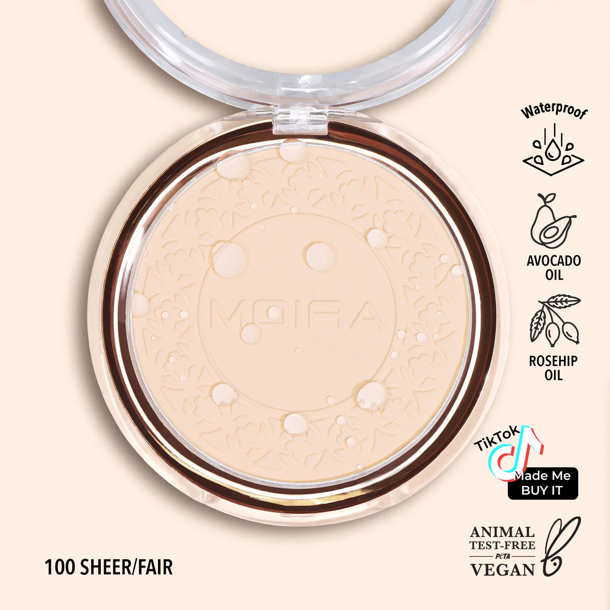 Polvo Compacto a prueba de agua Moira beauty
