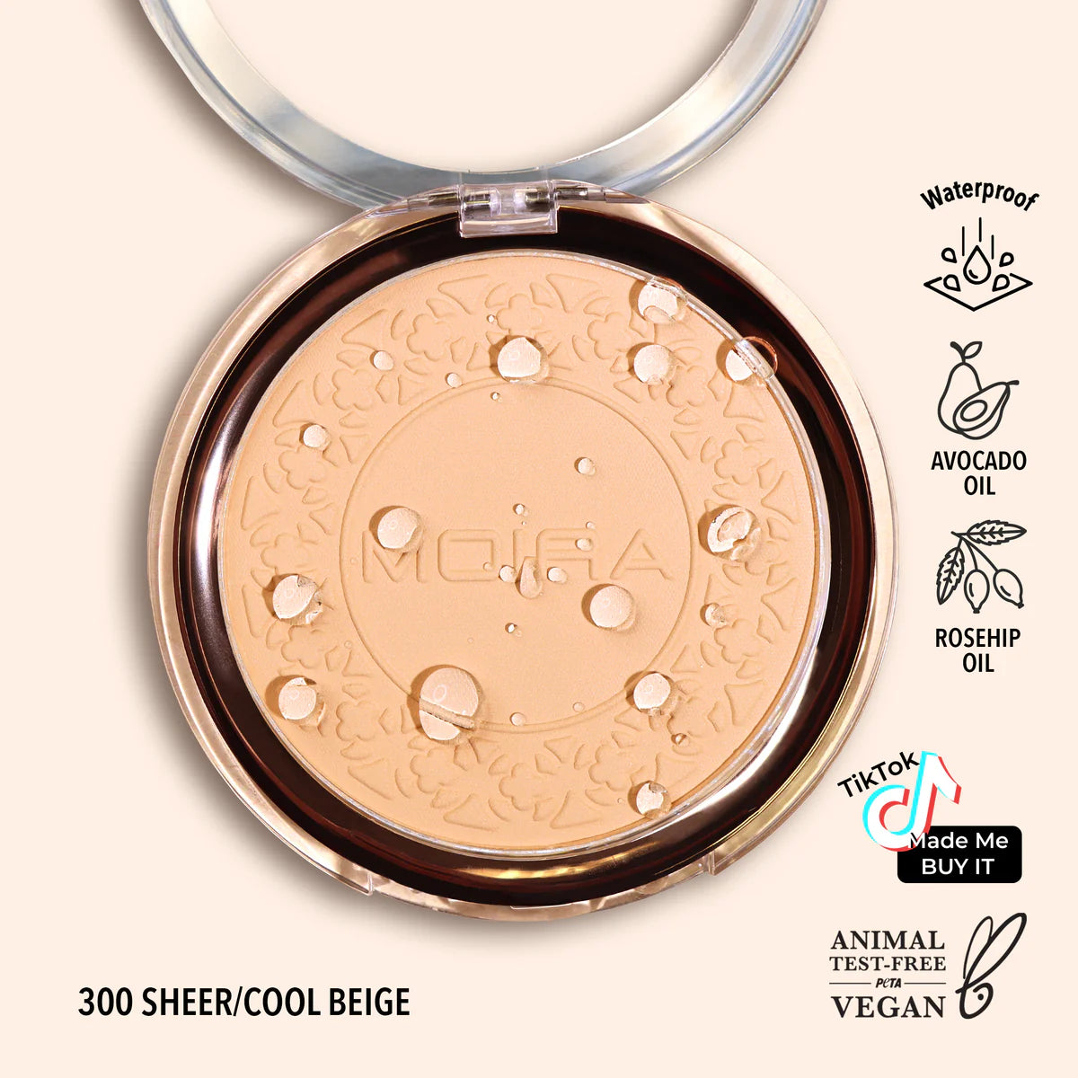 Polvo Compacto a prueba de agua Moira beauty